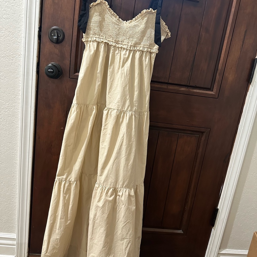 Elegant Cream Maxi Dress (small STAIN)